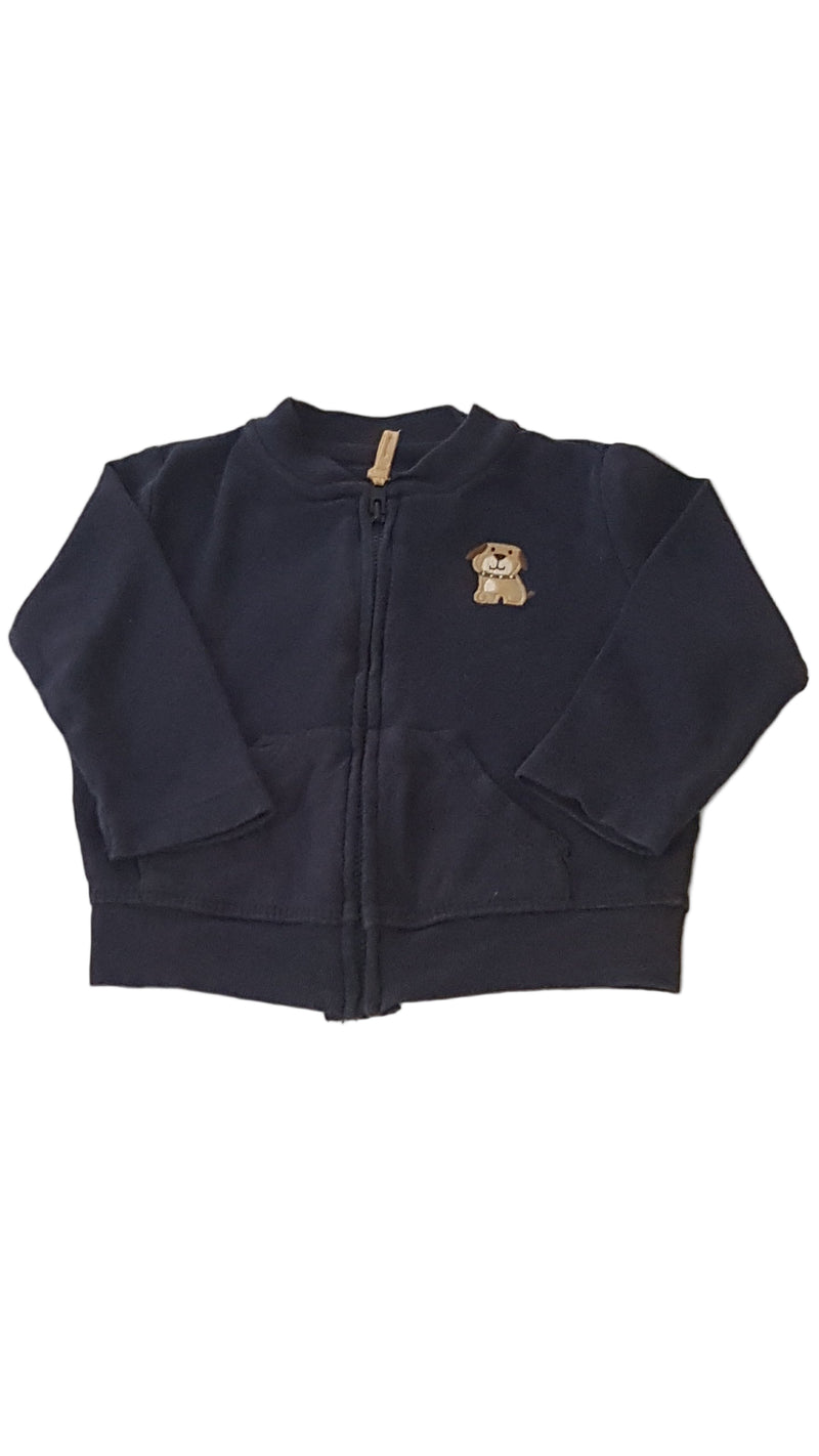 CARTERS SÖTÉTKÉK,KUTYÁS  KISFIÚ CIPZÁROS PULÓVER 68-74