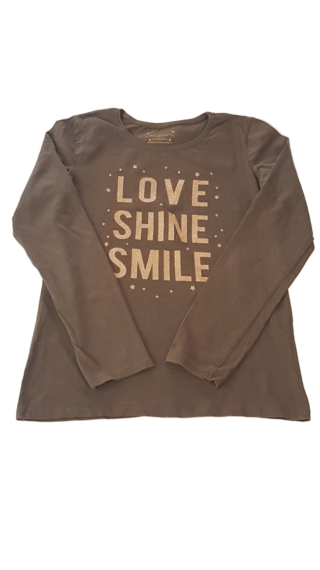 PRIMARK KHEKI FELIRATOS, CSILLÁMOS KISLÁNY FELSŐ 152 Hover Image