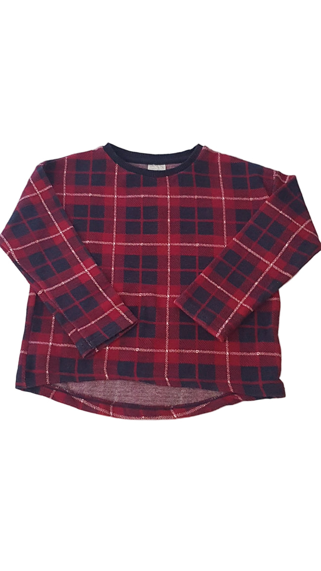 ZARA KÉK -PIROS KOCKÁS KISLÁNY PULÓVER 122 Hover Image