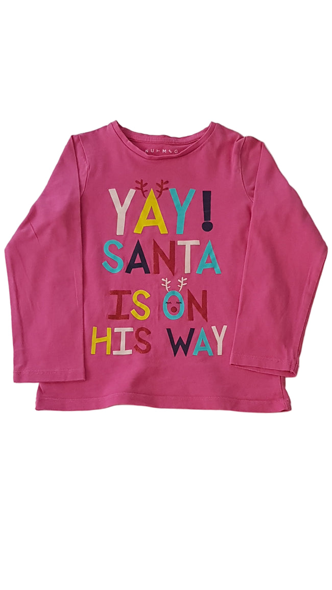 NUTMEG KARÁCSONYI MINTÁS, FELIRATOS KISLÁNY FELSŐ 116 Hover Image