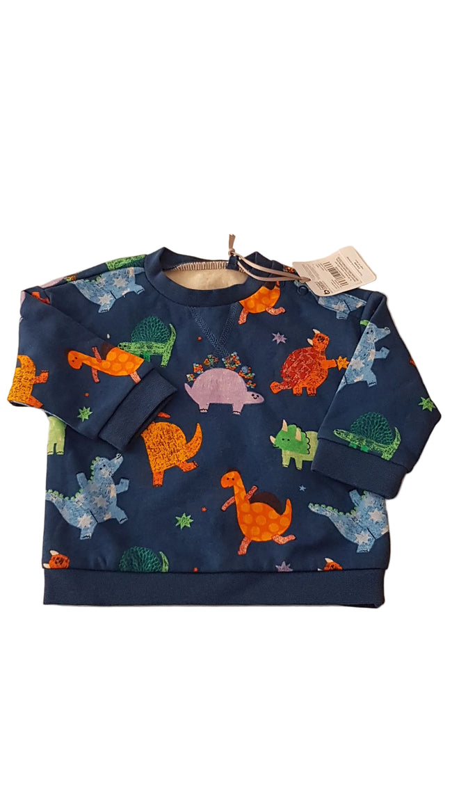 CÍMKÉS VIDÁM DÍNÓS KISFIÚ PULÓVER 62-68 Hover Image