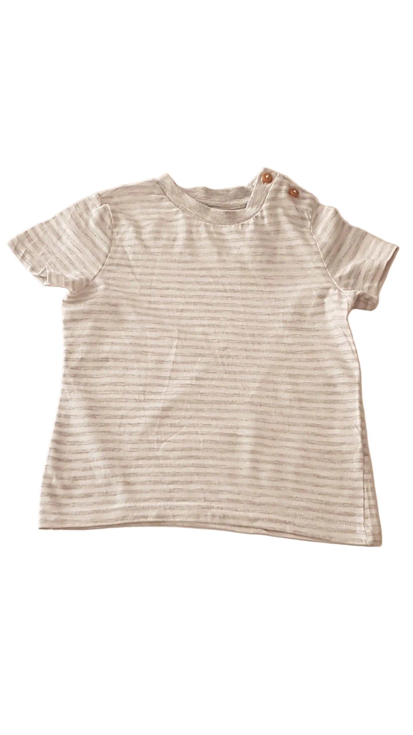 ÚJ F&F SZÜRKE-FEHÉR CSÍKOS KISFIÚ PÓLÓ 80