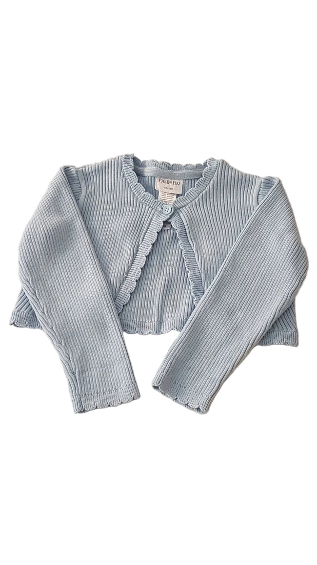 F&F VILÁGOSKÉK ,  BORDÁZOTT KISLÁNY KARDIGÁN 86 Hover Image