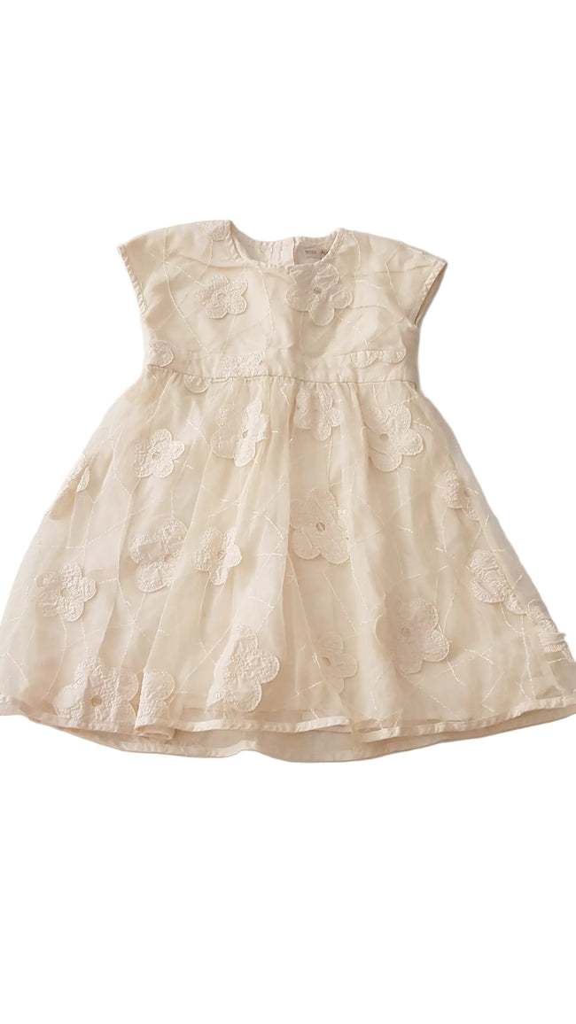 M&S BÉZS SZÍNŰ, FLITTERES ALKALMI KISLÁNY RUHA 92 Hover Image