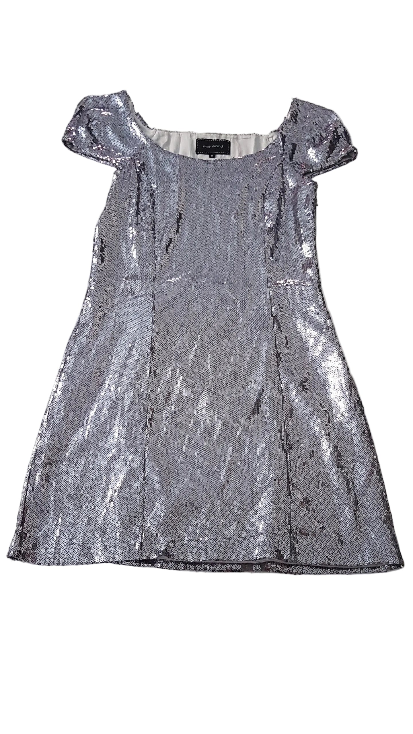 RIVER ISLAND EZÜST SZÍNŰ, FLITTERES, ALKALMI KISLÁNY RUHA