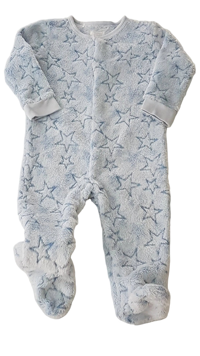 PURE BABY VASTAG  SZŐRMÉS, VILÁGOSKÉK-CSILLAGOS KISFIÚ RUGDALÓZÓ 74-80 Hover Image