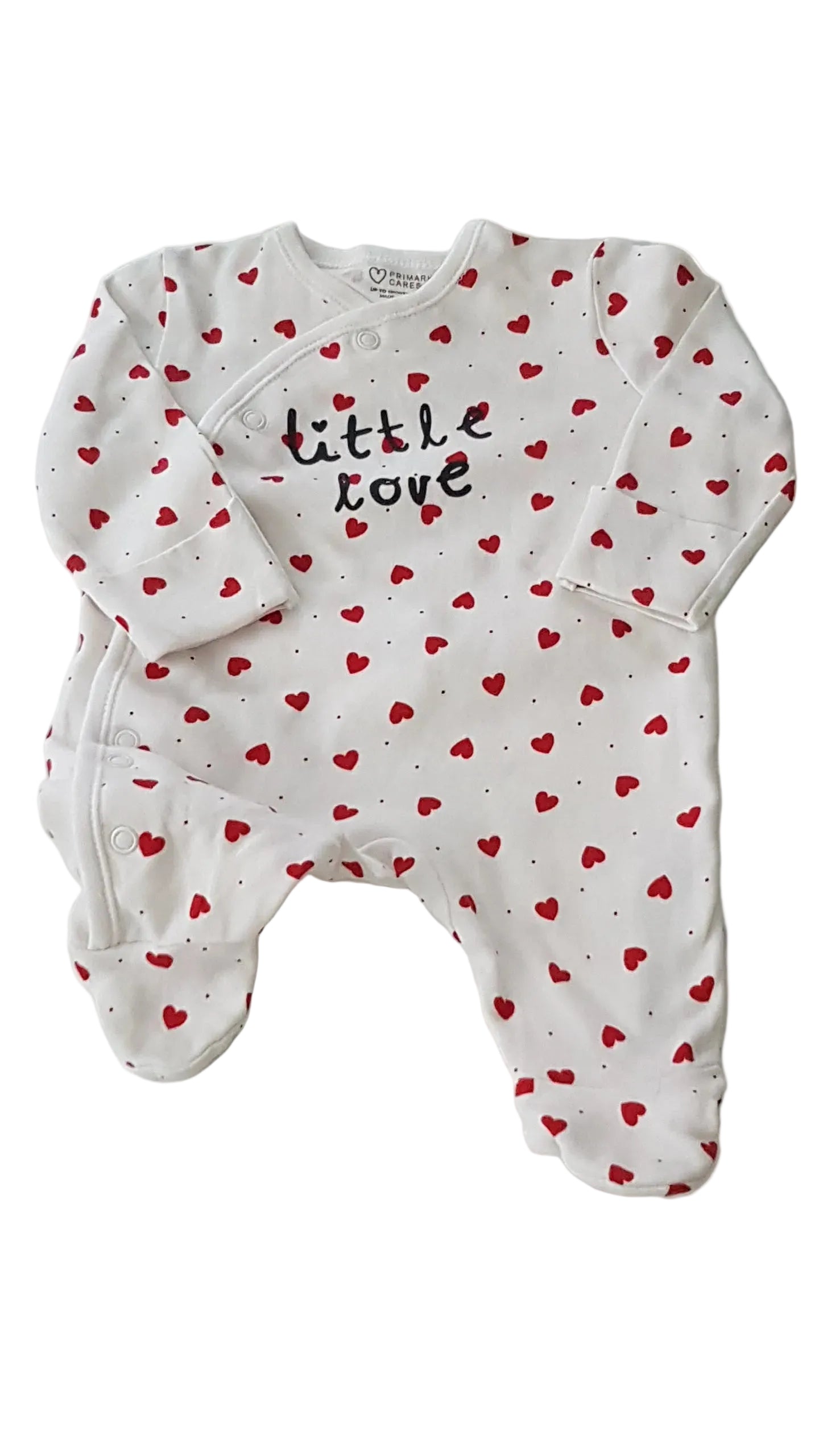 PRIMARK LITTLE LOVE FELIRATOS, SZÍVECSKÉS KISLÁNY RUGDALÓZÓ 56