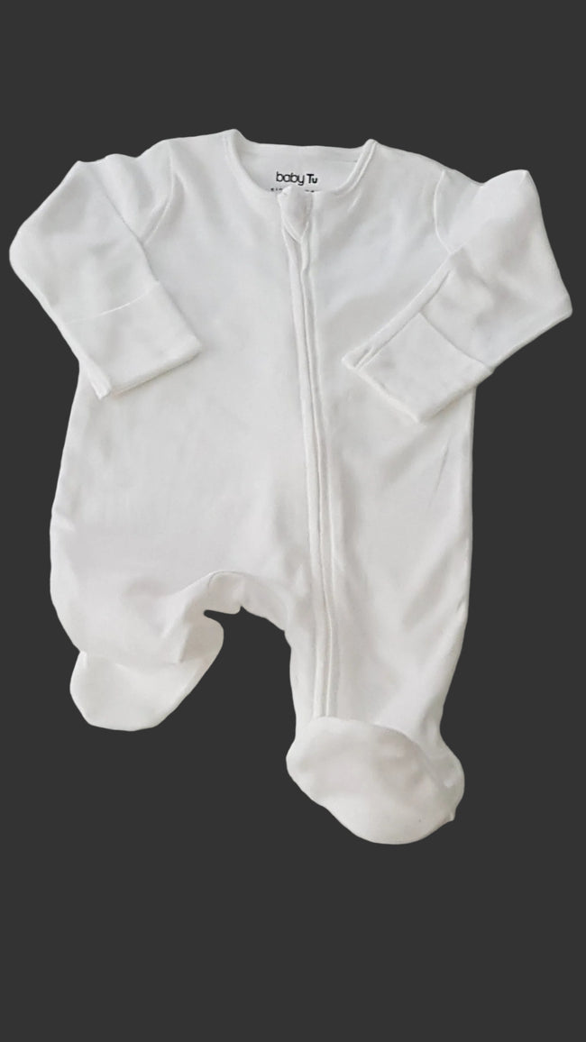 ÚJ TU FEHÉR-CIPZÁROS UNISEX RUGDALÓZÓ 50-56 Hover Image