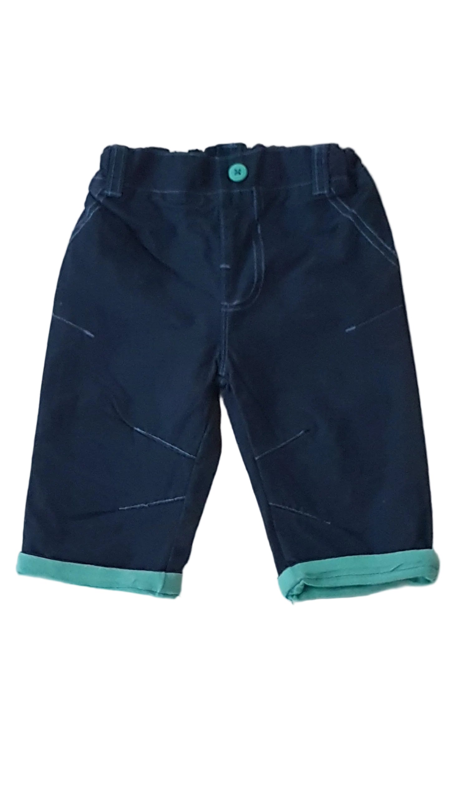 ÚJ GEORGE SÖTÉTKÉK VÁSZON NADRÁG GUMIS DERÉKRÉSSZEL 62-68