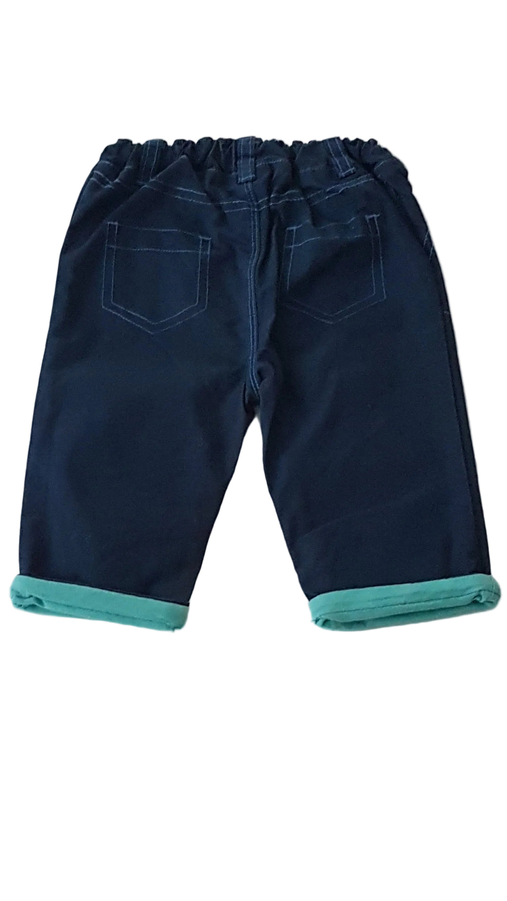 ÚJ GEORGE SÖTÉTKÉK VÁSZON NADRÁG GUMIS DERÉKRÉSSZEL 62-68