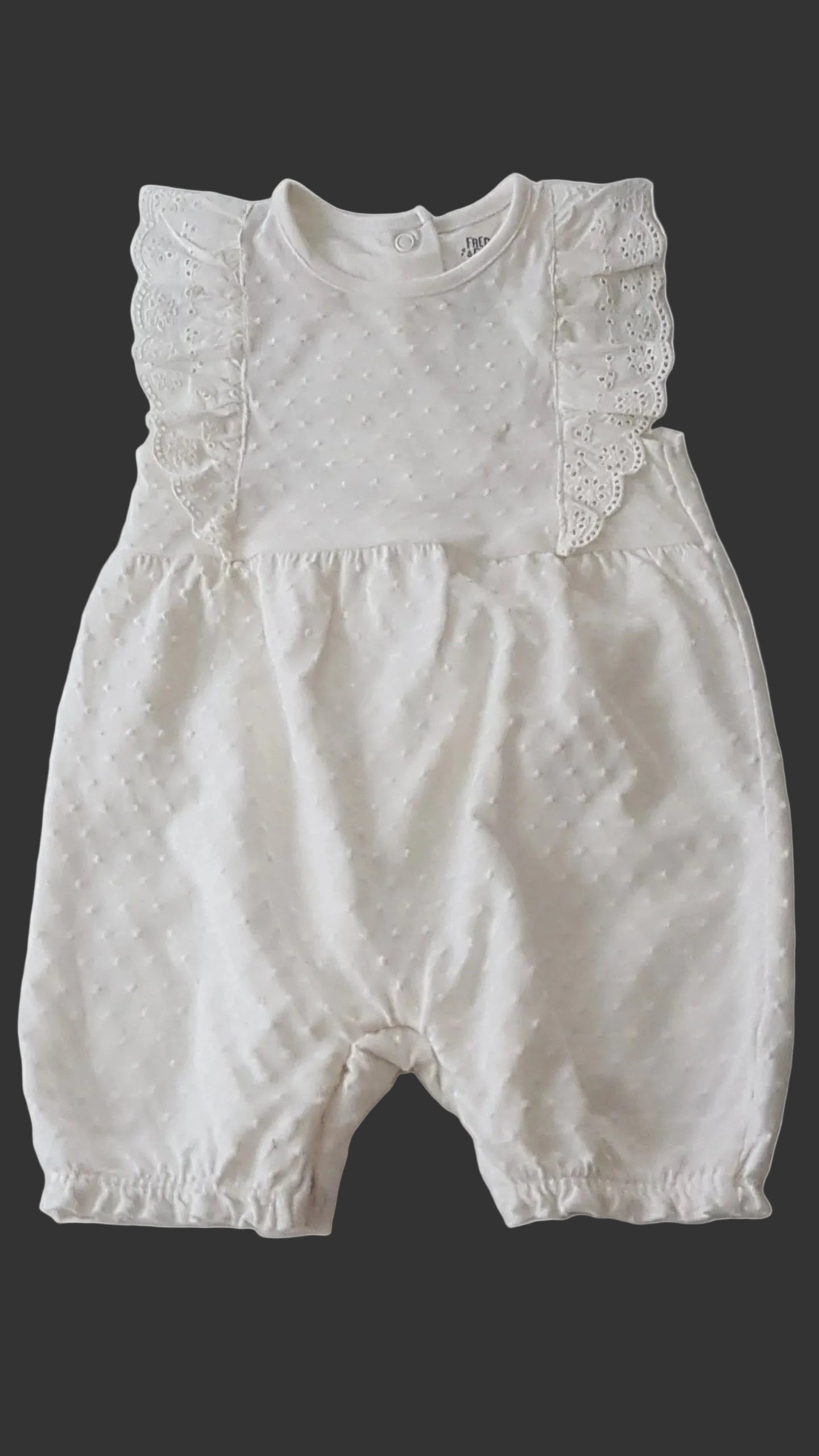 ÚJ F&F FEHÉR-MADEIRÁS KISLÁNY PLAYSUIT 80