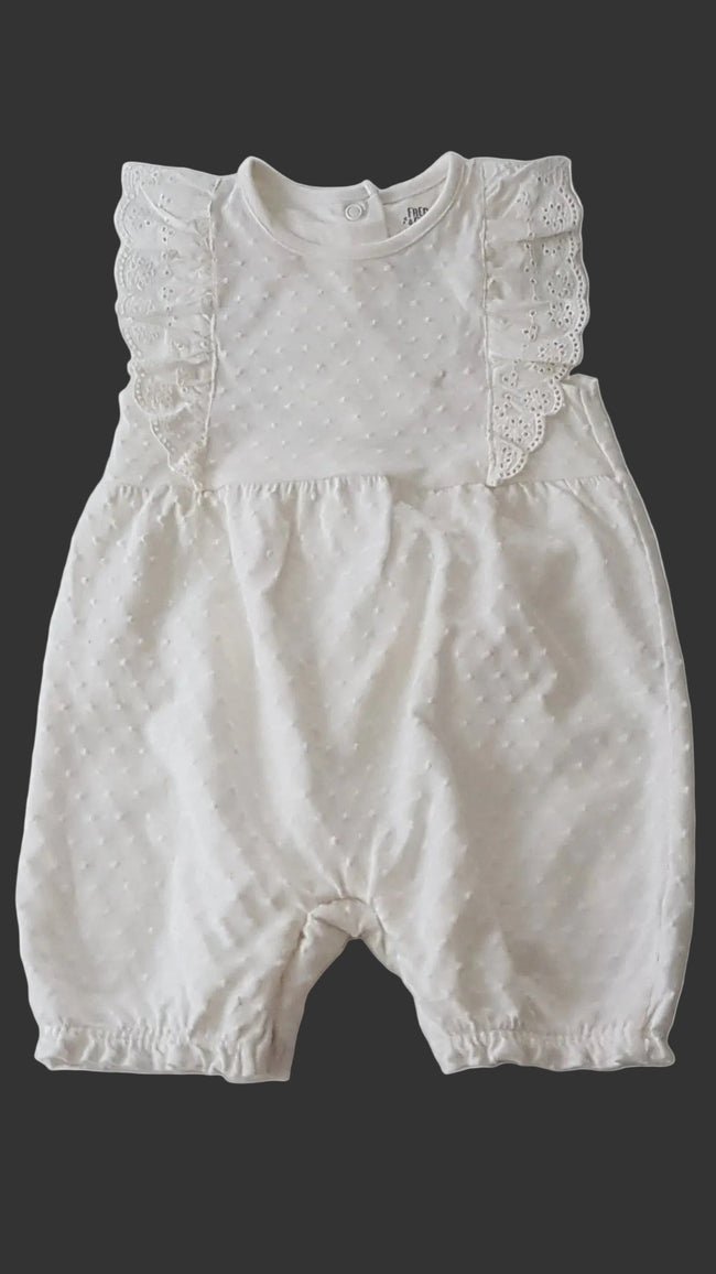 ÚJ F&F FEHÉR-MADEIRÁS KISLÁNY PLAYSUIT 80 Hover Image