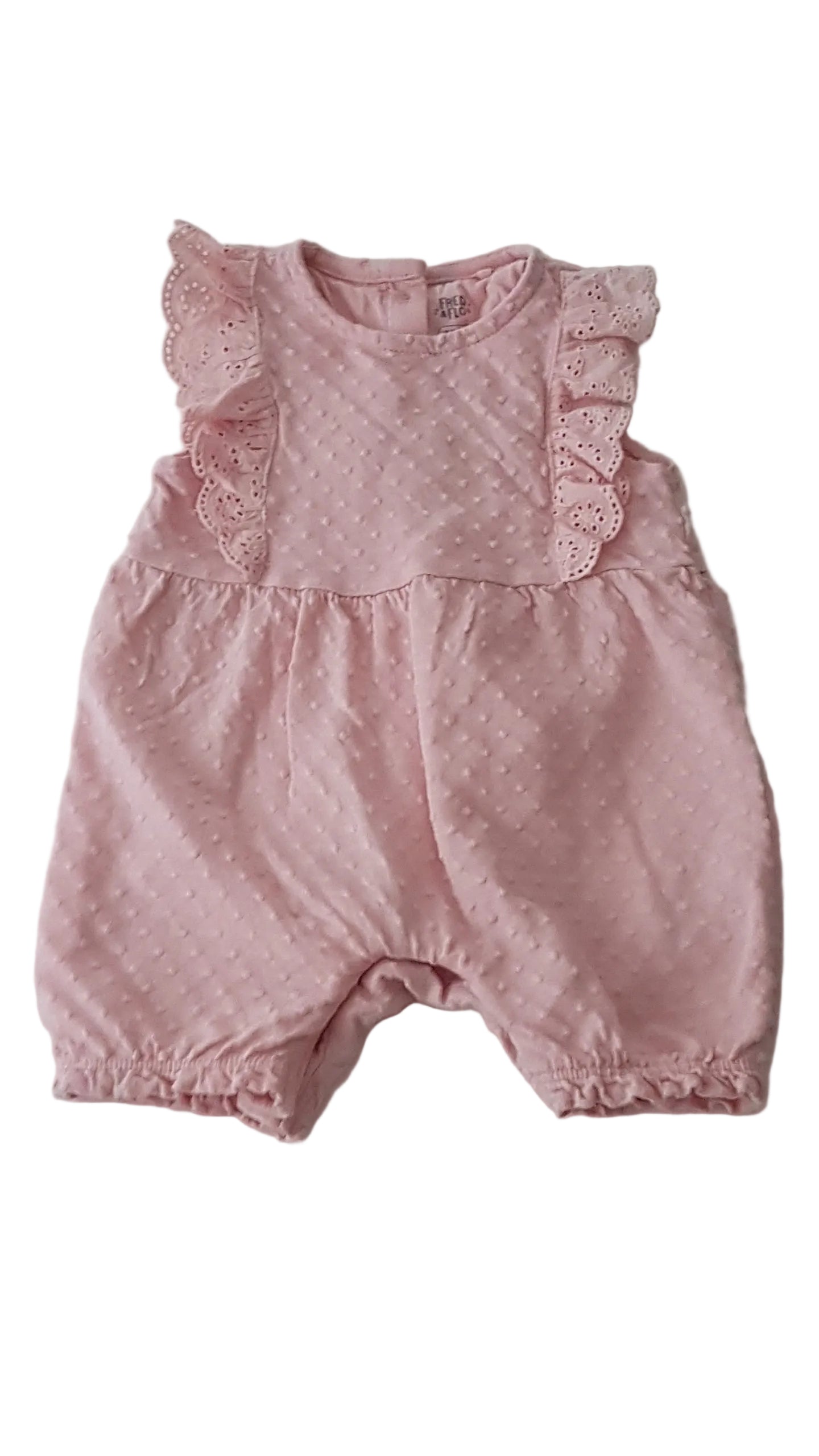 ÚJ F&F PÚDER  SZÍNŰ , MADEIRÁS KISLÁNY PLAYSUIT 62