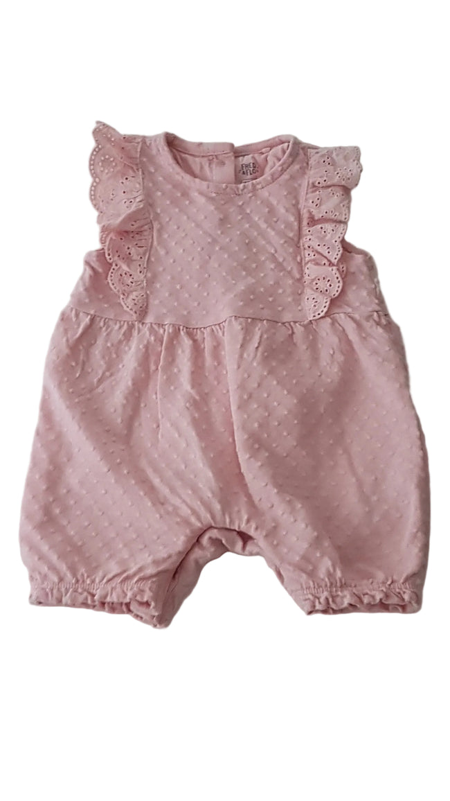 ÚJ F&F PÚDER  SZÍNŰ , MADEIRÁS KISLÁNY PLAYSUIT 62 Hover Image