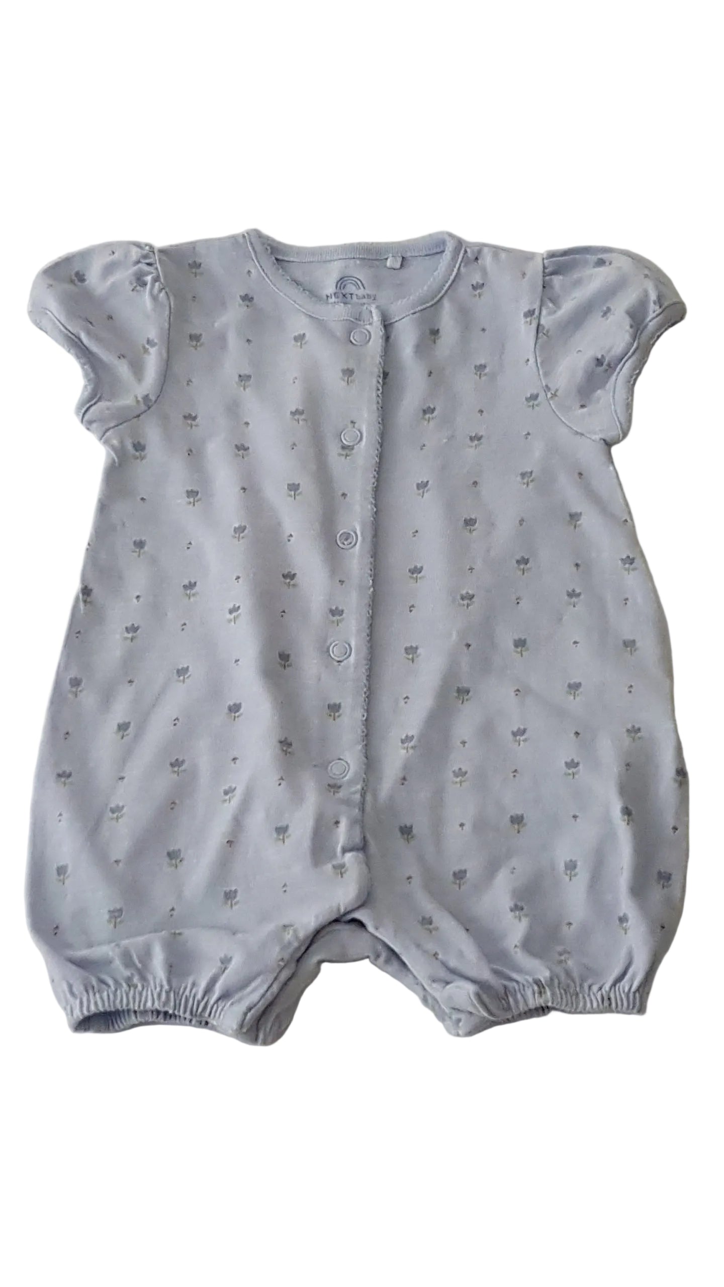 ÚJ VILÁGOSKÉK-VIRÁGOS KISLÁNY PLAYSUIT 62