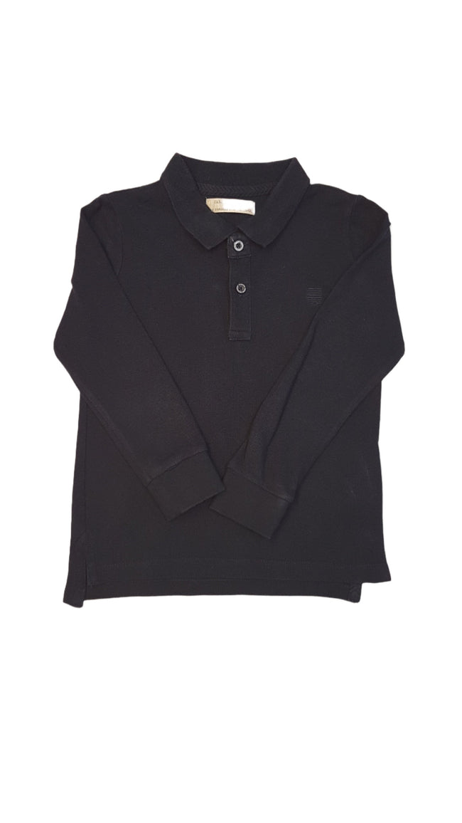 ZARA BOYS TRENDI  SÖTÉTKÉK SZÍNŰ , HOSSZÚ UJJÚ GALLÉROS PÓLÓ Hover Image