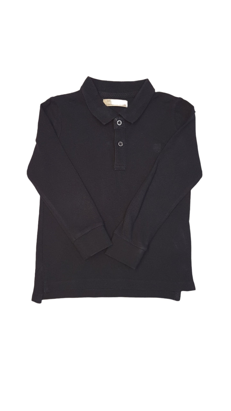 ZARA BOYS TRENDI  SÖTÉTKÉK SZÍNŰ , HOSSZÚ UJJÚ GALLÉROS PÓLÓ