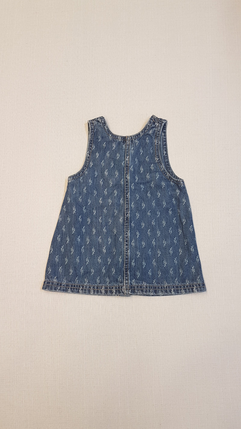 F&F VAGÁNY PATENTOS, VIRÁGMINTÁVAL DÍSZÍTETT, ZSEBES BABY FARMER RUHÁCSKA