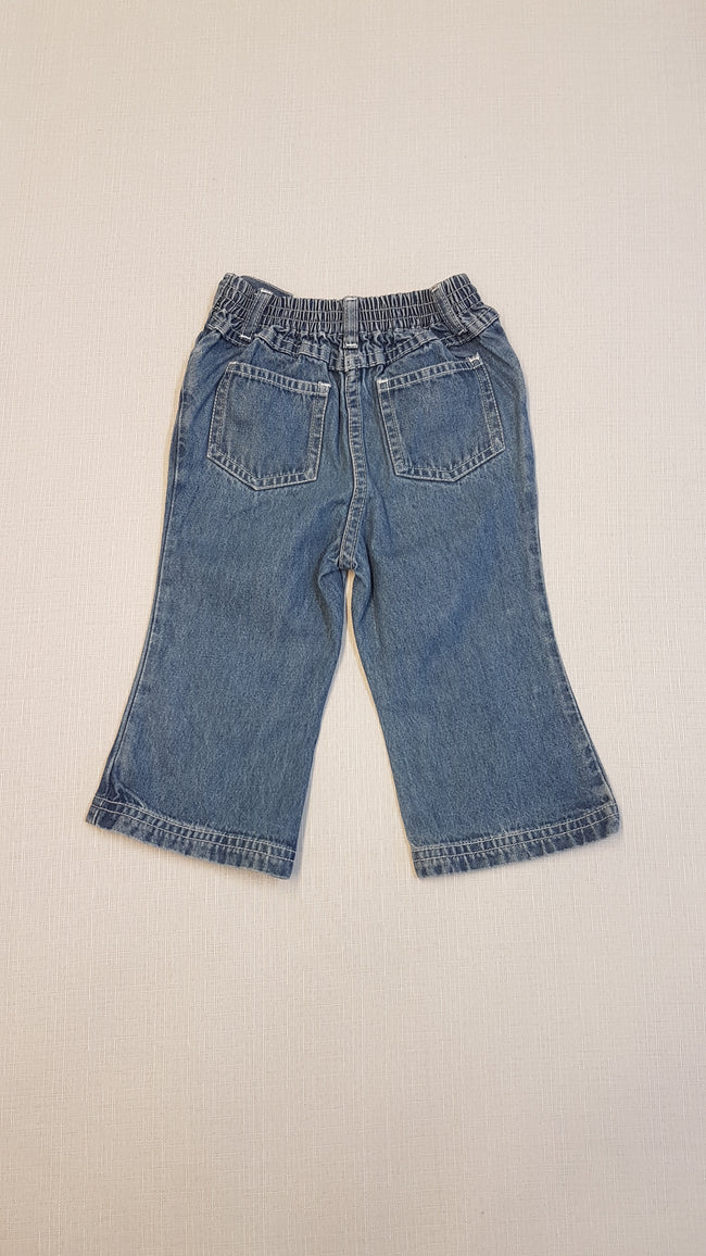 HÍMZETT VIRÁGOKKAL DÍSZÍTETT KISLÁNY FARMERNADRÁG, GUMIS DERÉKRÉSSZEL Main Image