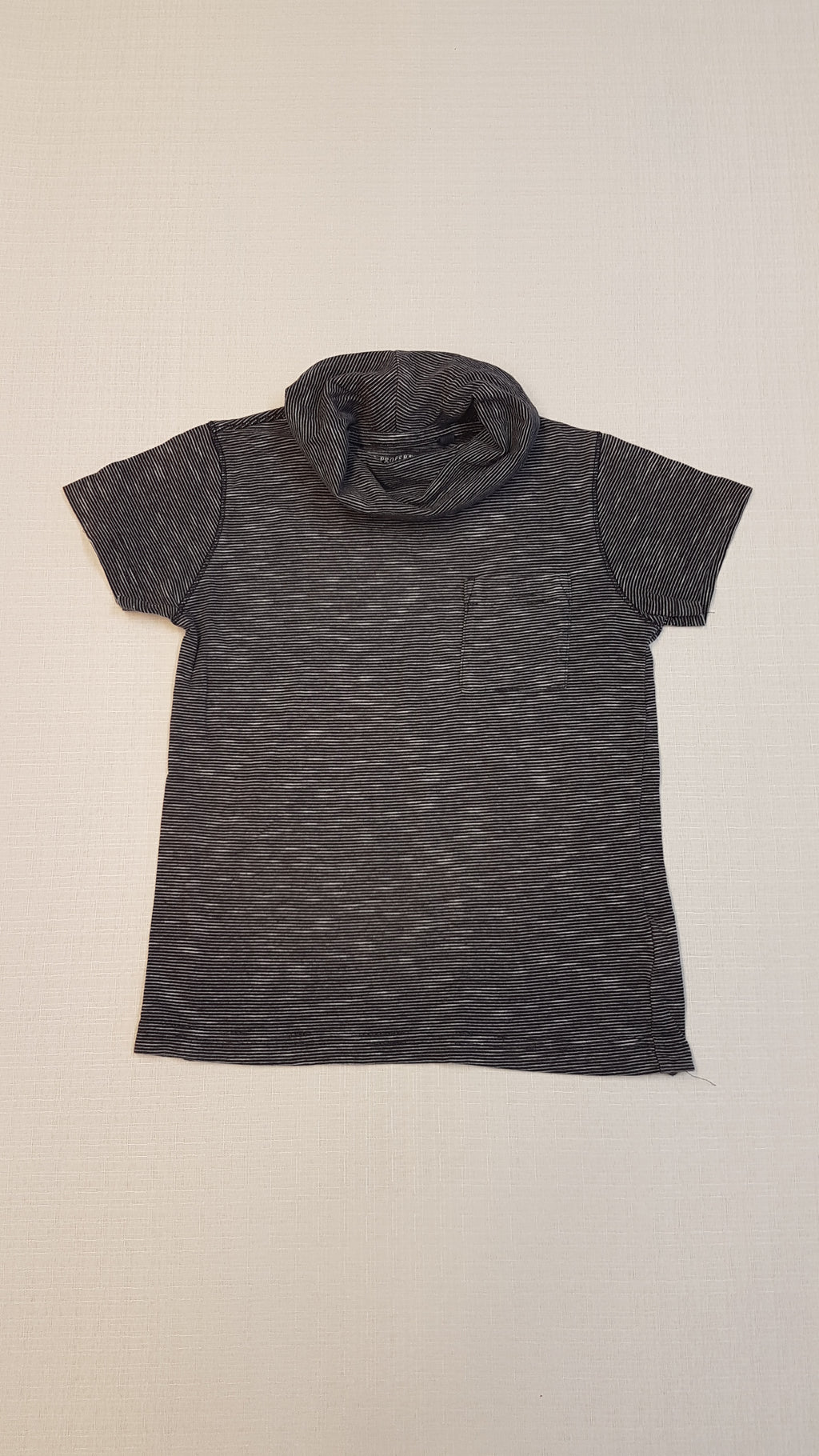 NEXT VAGÁNY, SZÜRKE CSÍKOS, MAGASNYAKÚ,RÖVIDUJJÚ PÓLÓ