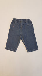 PETIT BATEAU DIVATOS,CÉRNAMINTÁS,GUMIS DEREKÚ, FARMER HATÁSÚ KISLÁNY NADRÁG , ELÖL HÍMZETT LEPKÉVEL-HÁTUL VIRÁGMINTÁVAL DÍSZÍTVE