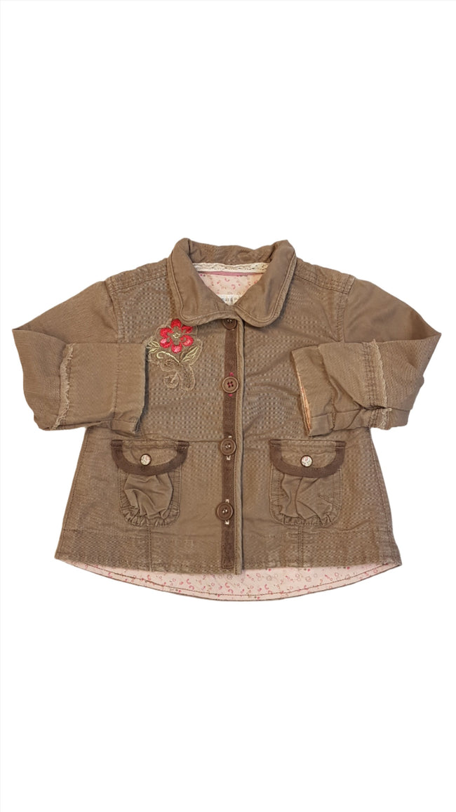 MAMAS&PAPAS TRENDI, KISLÁNY VÉKONY, VÁSZON , KABÁTKA, HÍMZETT VIRÁGOKKAL DÍSZÍTVE Hover Image