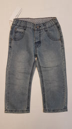 CÍMKÉS NEWNESS BABY EXTRAMINŐSÉGŰ, VAGÁNY, KOPTATOTT, SÖTÉTKÉK CÉRNAMINTÁVAL DÍSZÍTETT, FARMER NADRÁG, ÁLLÍTHATÓ GUMIS DERÉKRÉSSZEL