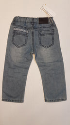 CÍMKÉS NEWNESS BABY EXTRAMINŐSÉGŰ, VAGÁNY, KOPTATOTT, SÖTÉTKÉK CÉRNAMINTÁVAL DÍSZÍTETT, FARMER NADRÁG, ÁLLÍTHATÓ GUMIS DERÉKRÉSSZEL