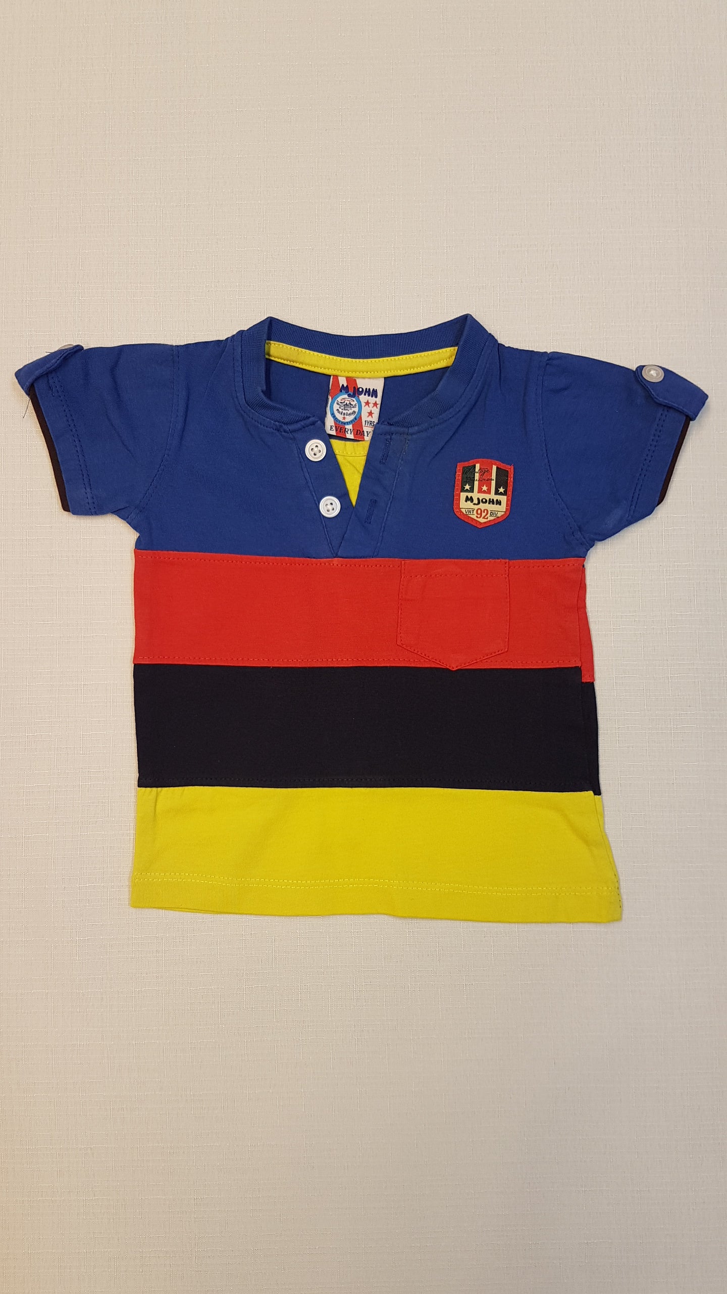 M JOHN SZÍNES,CSÍKOS, DIVATOS KISFIÚ POLÓ