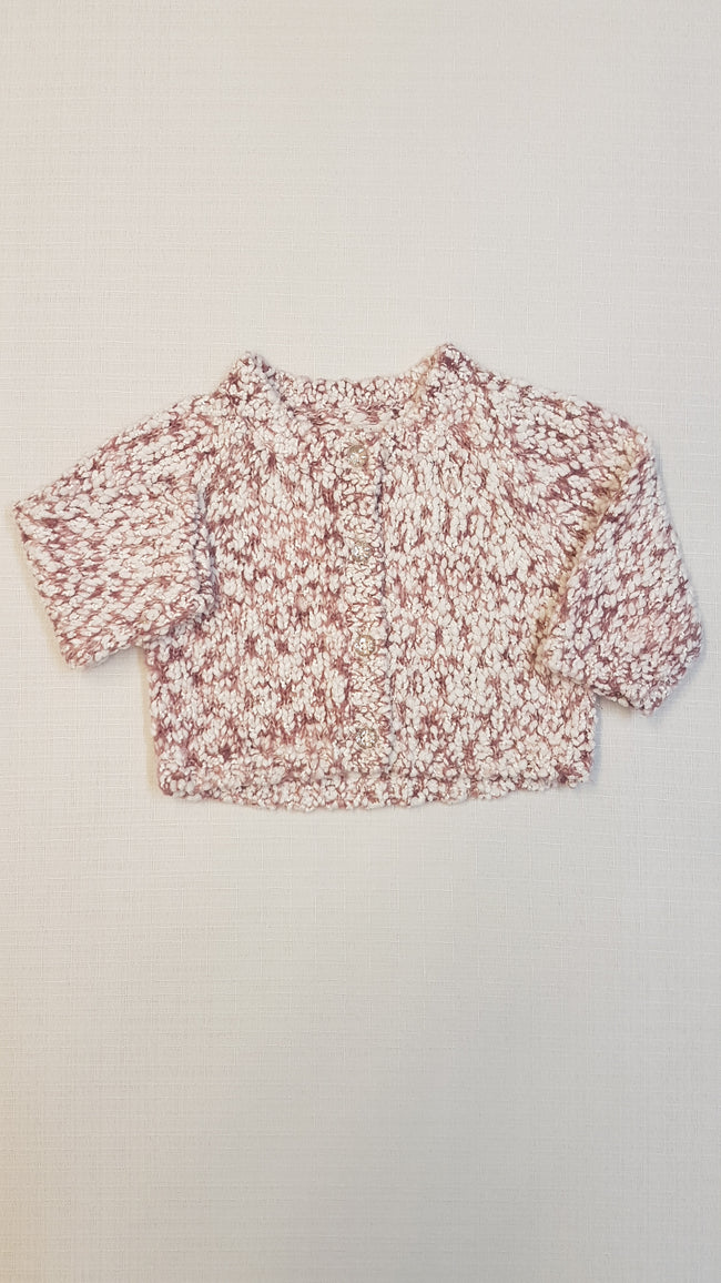 ÚJ F&F CSINI KISLÁNY KARDIGÁN, ROSE GOLD CSILLOGÓS SZÁLAKKAL DÍSZÍTVE Hover Image