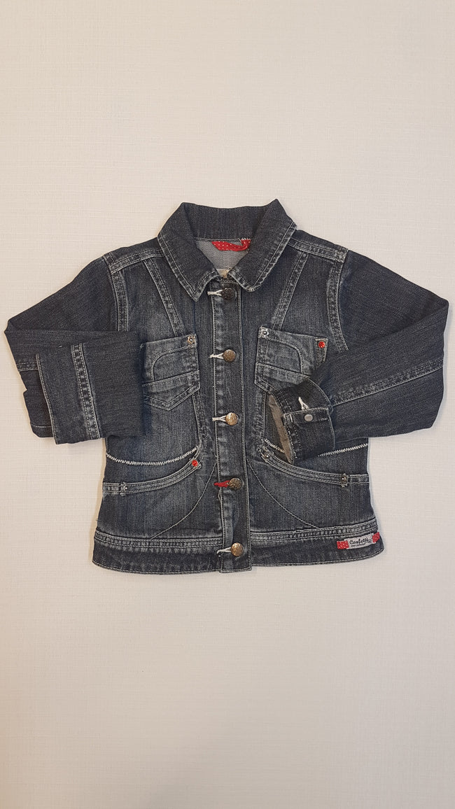 CONFETTI DENIM KOPTATOTT, DIVATOS, ZSEBES, TRENDI KISLÁNY FARMER DZSEKI Hover Image