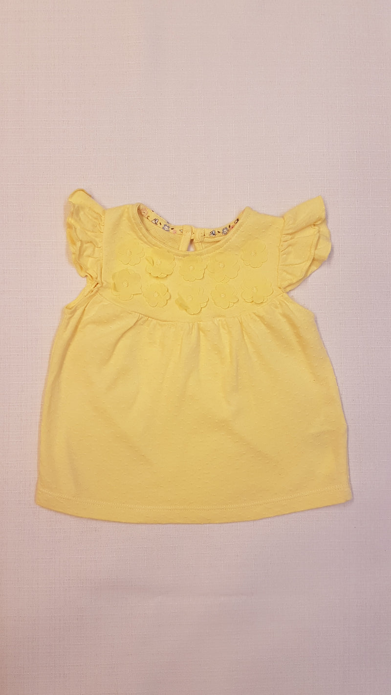 F+F CSODASZÉP SÁRGA APÓ VIRÁG MINTÁVAL DÍSZÍTETT KISLÁNY FELSŐ