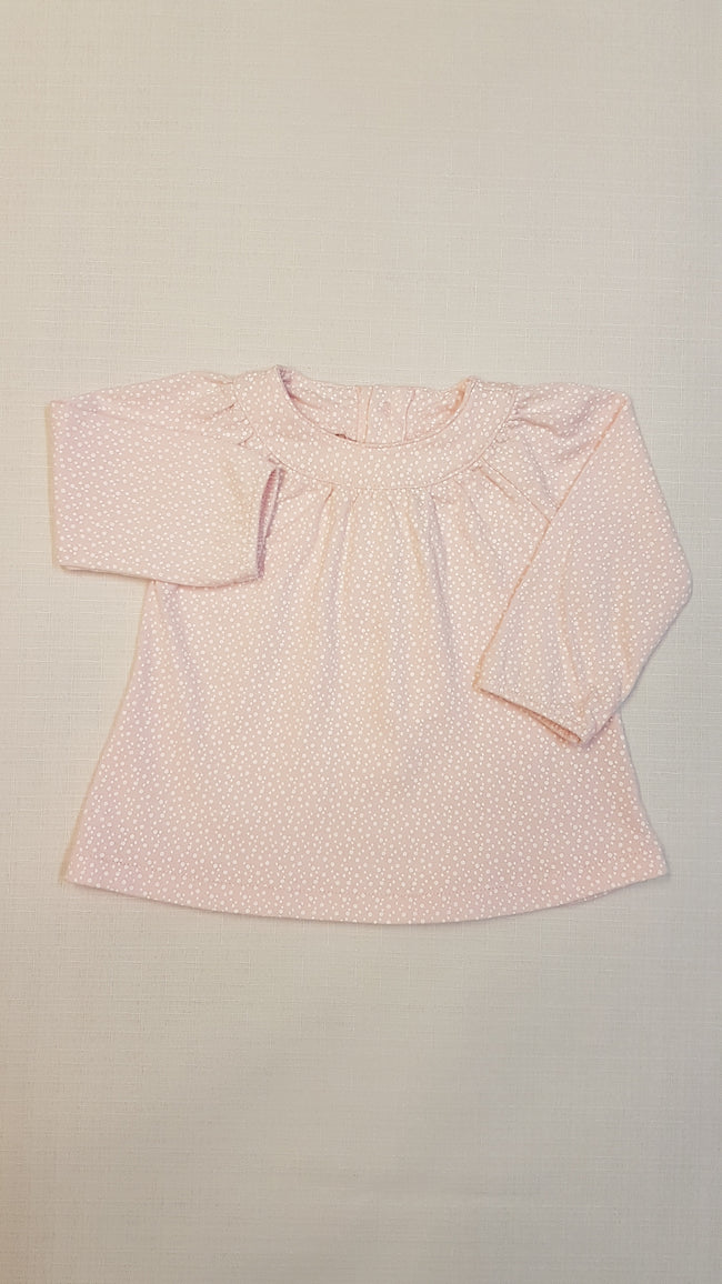 ÚJ TU CSINI HALVÁNY RÓZSASZÍN APRÓ FEHÉR PÖTTYÖS, BABY TUNIKA Hover Image