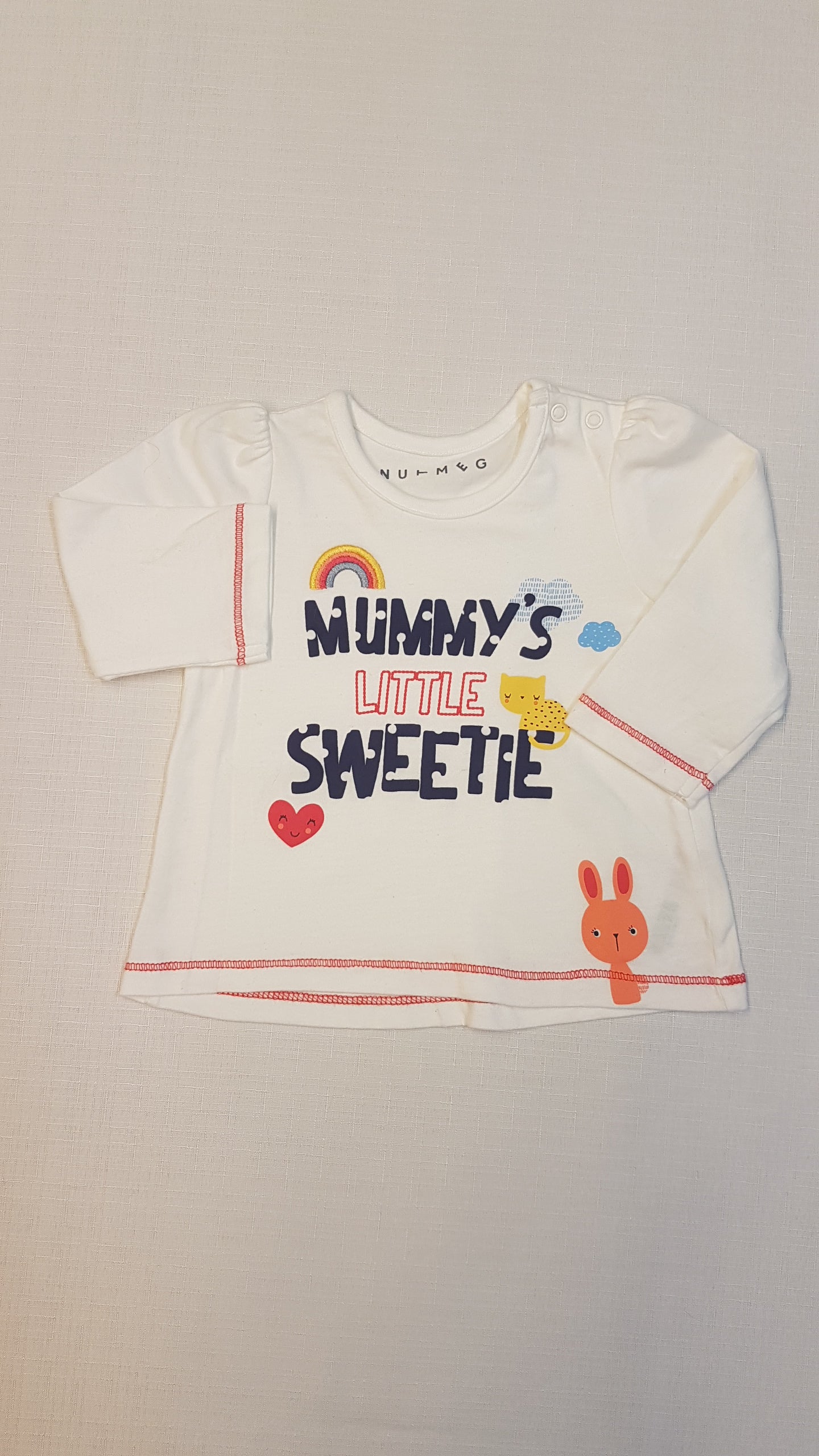 NUT MEG ARANYOS, FELIRATOS , SZÍNES , FIGURÁS KISLÁNY FELSŐ