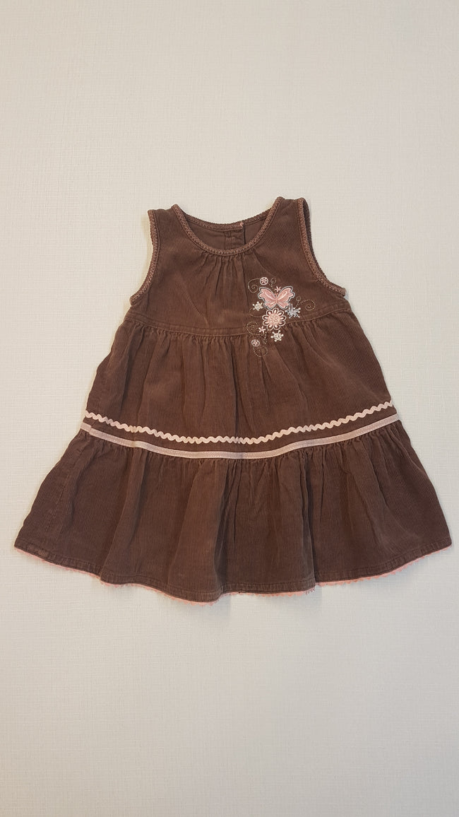 MOTHERCARE CSINI BÁRSONY KISLÁNY RUHÁCSKA, RÓZSASZÍN HÍMZETT VIRÁGOKKAL, PILLANGÓVAL ÉS SZEGŐVEL DÍSZÍTVE Hover Image