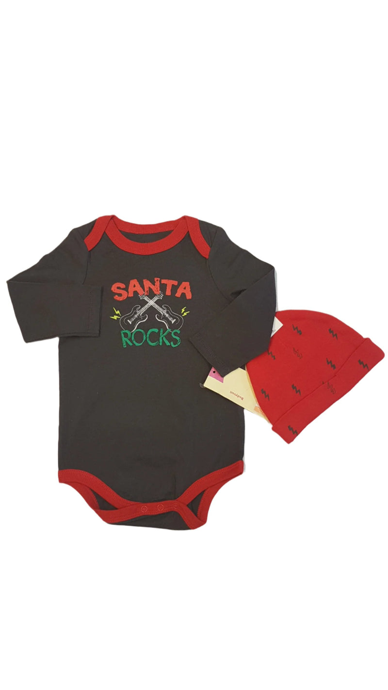 CÍMKÉS CHEROKEE VAGÁNY KARÁCSONYI  SANTA FELIRATOS HOSSZÚ ÚJJÚ BODY HOZZÁVALÓ SAPKÁVAL