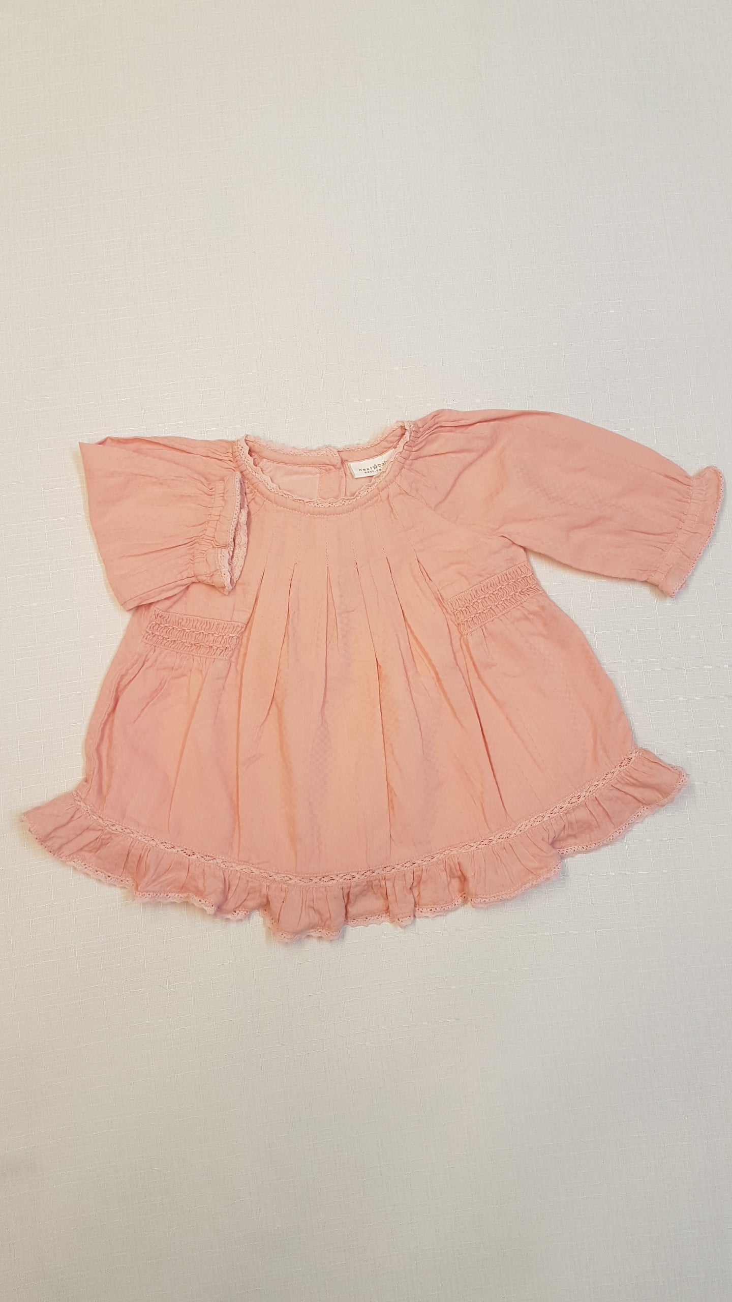 NEXT BABY TRENDI DIVATOS FODROS HÚZOTT  HÍMZETT KISLÁNY TUNIKA RUHA 62
