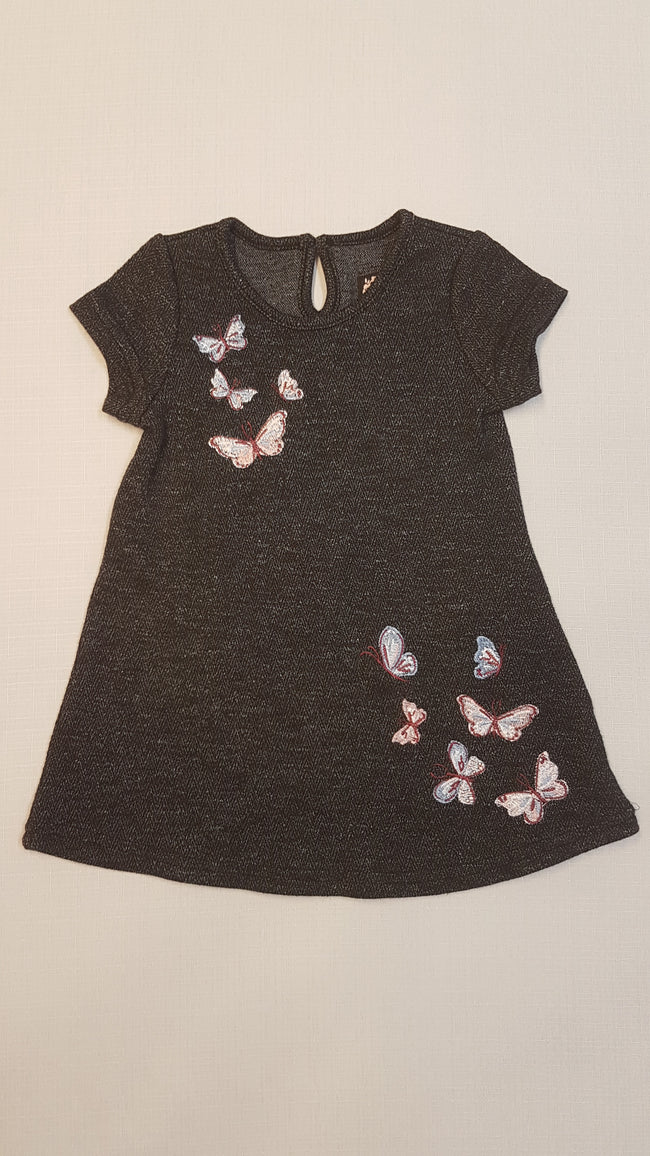 YOUNG DIMENSION VASTAGABB HÍMZETT PILLANGÓ MINTÁS KISLÁNY RUHA 80 Hover Image
