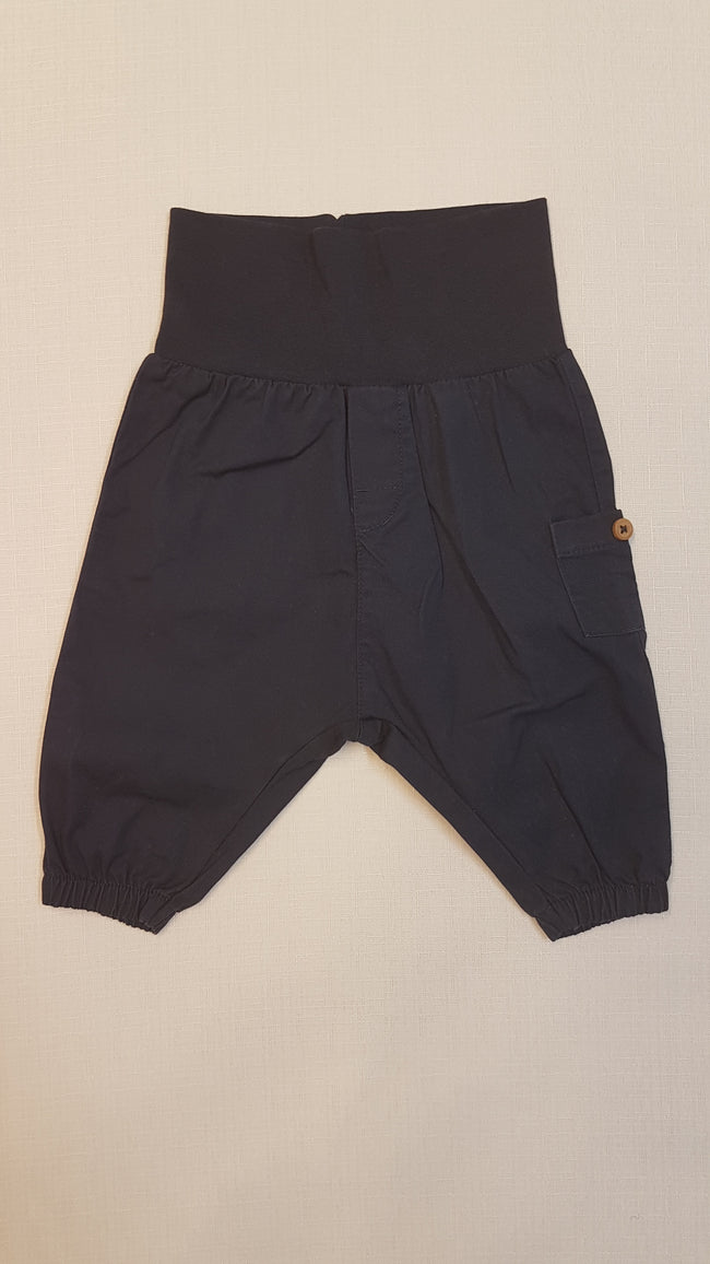 ÚJ H&M VÉKONY VÁSZON, DIVATOS, SÖTÉTKÉK KISLÁNY BABY NACI Hover Image