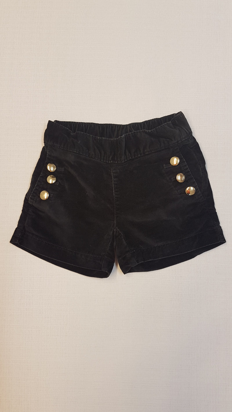 GAP KIDS FEKETE TÜKÖR BÁRSONY TRENDI KISLÁNY NADRÁG GUMIS DERÉK RÉSSZEL,KÉT OLDALT ZSEBES ARANY GOMBOKKAL DÍSZÍTVE