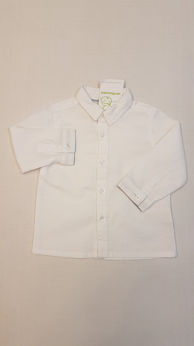 CÍMKÉS VERTBAUDET MINŐSÉGI ELEGÁNS KISFIÚ HOSSZÚ ÚJJÚ FEHÉR ING Hover Image