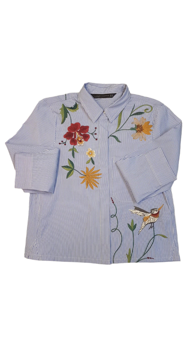 ZARA WOMEN TRENDI, DIVATOS, HÍMZETT KISLÁNY BLÚZ Hover Image