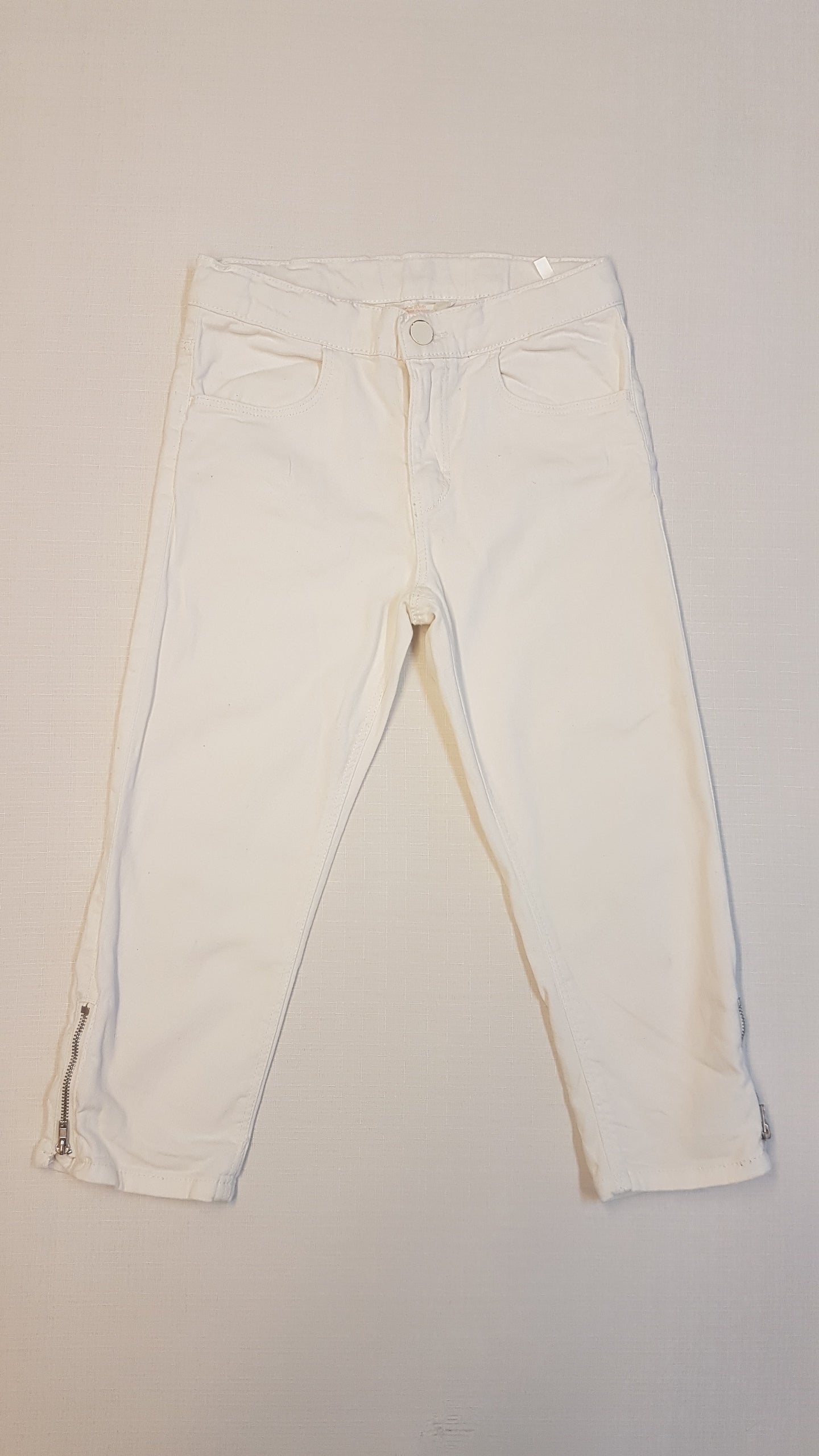 H&M DIVATOS PUHA 3/4-ES  FARMER KISLÁNY NADRÁG 2 OLDALT CIPZÁROS ,ÁLLÍTHATÓ GUMIS DERÉK RÉSSZEL