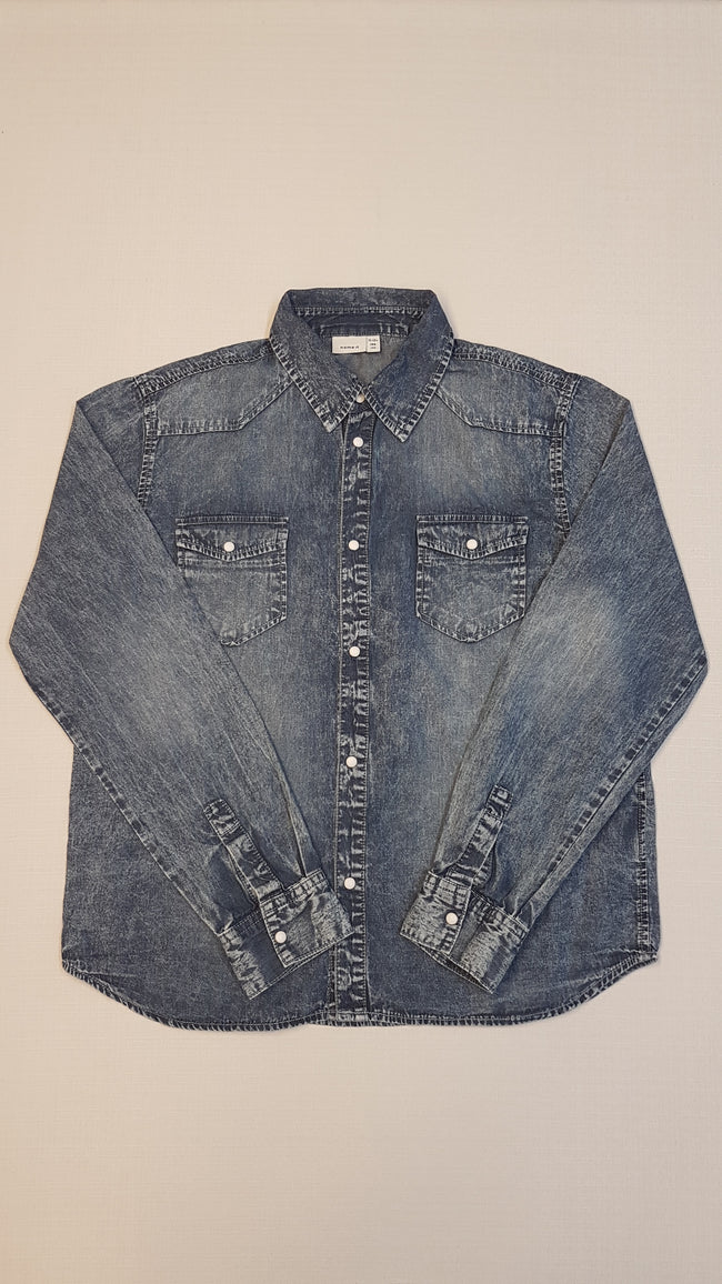 NAME IT FARMER HATÁSÚ  DIVATOS ZSEBES FEHÉR PORCELÁN PATENTOS KISLÁNY ING Hover Image