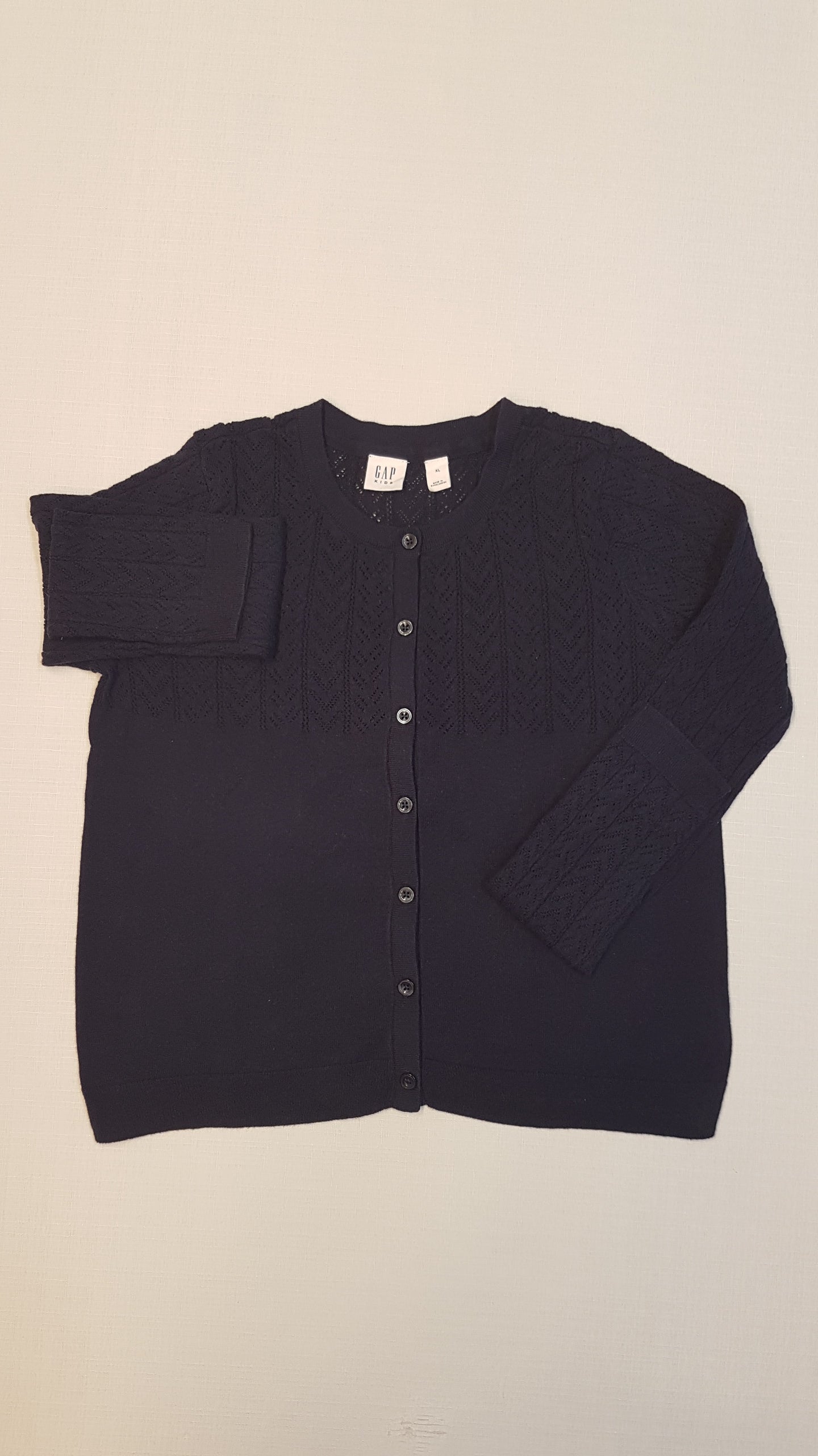 GAP SÖTÉTKÉK CSINI DIVATOS VÉKONY KISLÁNY KARDIGÁN