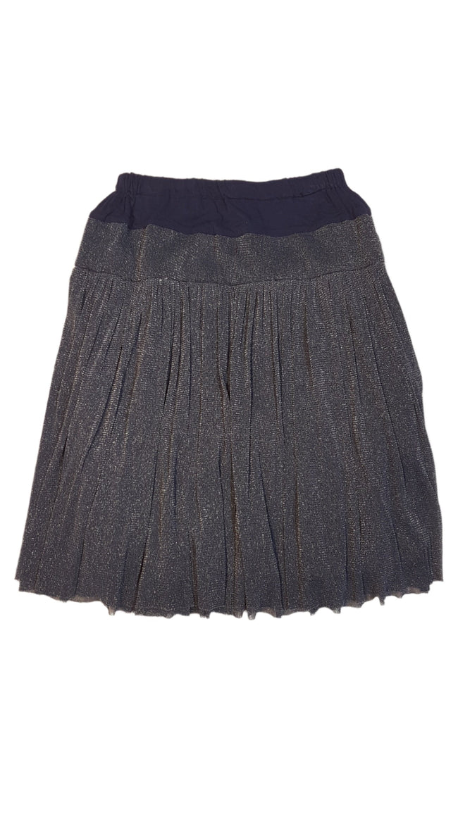 IMOGA  ALKALMI SÖTÉTKÉK EZÜST  SZÁLAS CSILLOGÓS SZOKNYA Hover Image