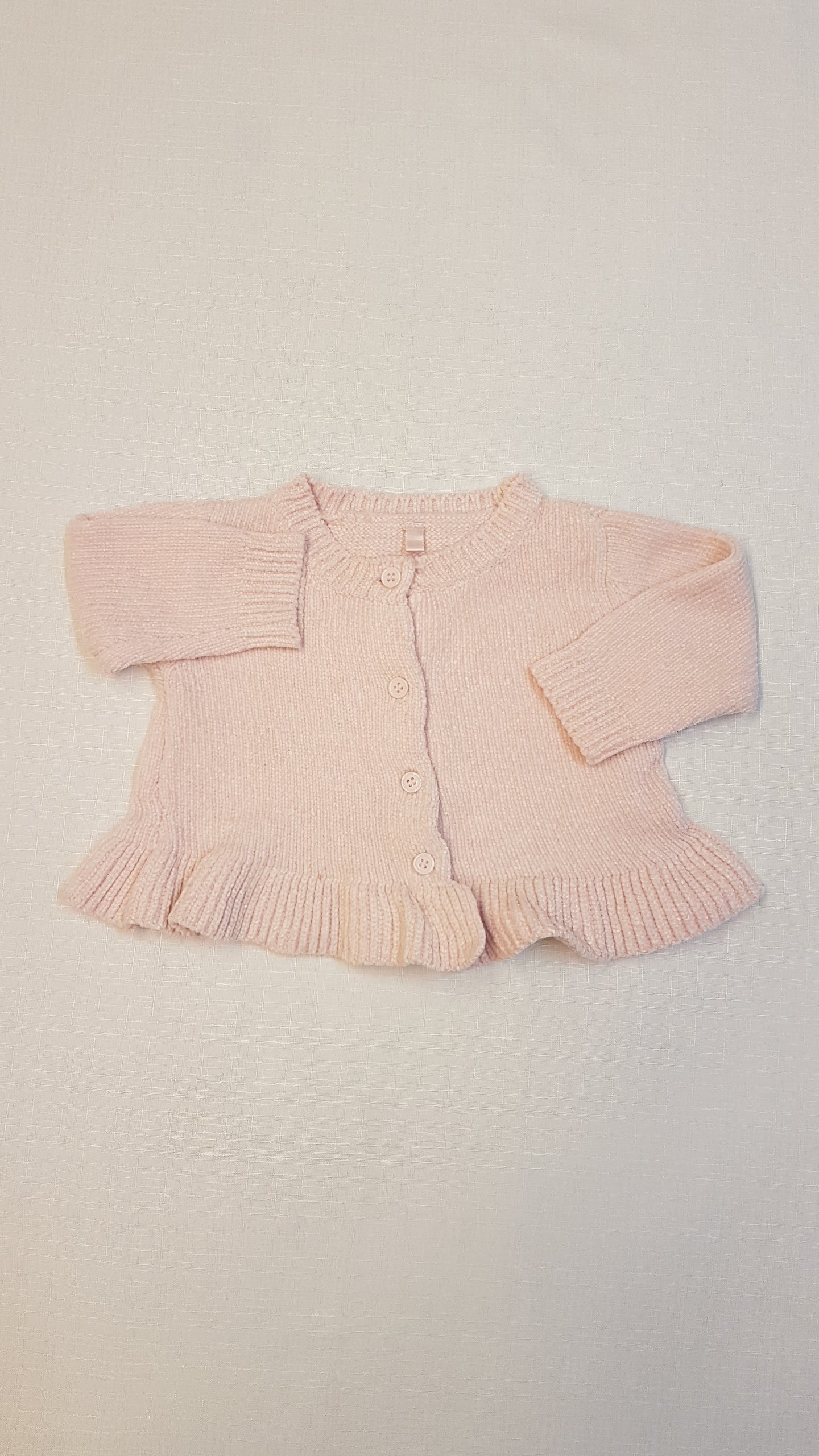 M&S PUHA TAPINTÁSÚ PÚDER SZÍNŰ KISLÁNY FODROS ALJÚ KARDIGÁN