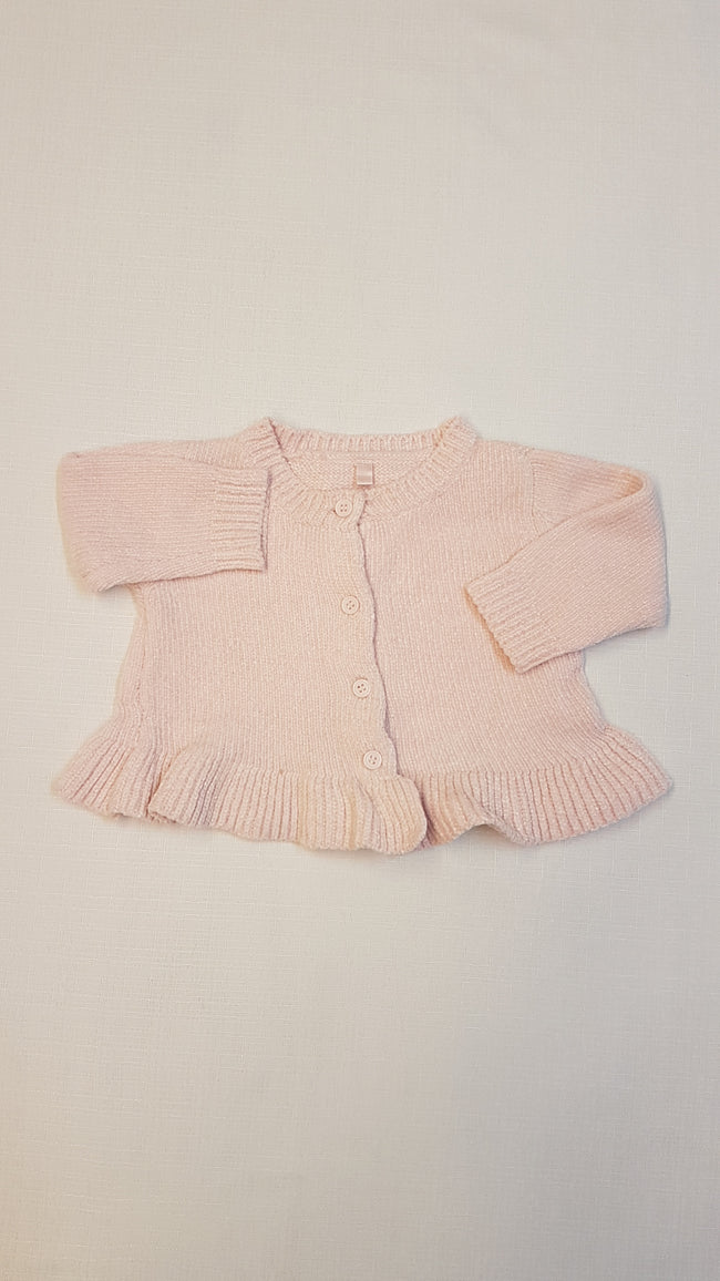 M&S PUHA TAPINTÁSÚ PÚDER SZÍNŰ KISLÁNY FODROS ALJÚ KARDIGÁN Hover Image