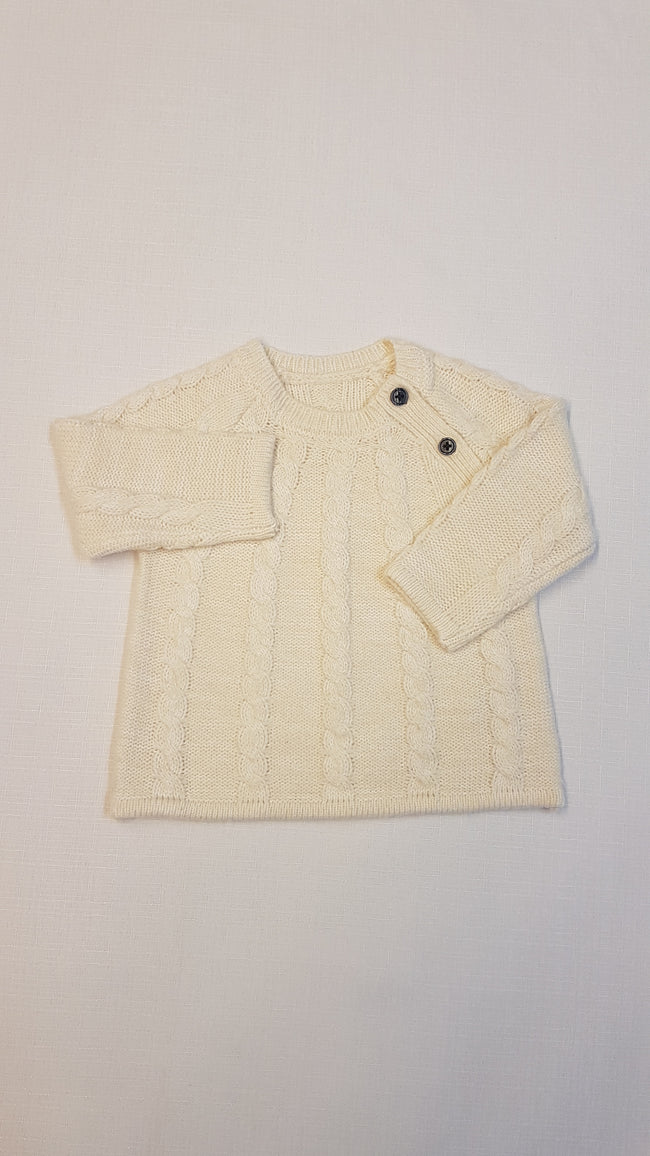 MATALAN VASTAGKÖTÉSŰ CSINI KISLÁNY PULÓVER, VÁLLRÉSZNÉL 3 GOMBBAL Hover Image