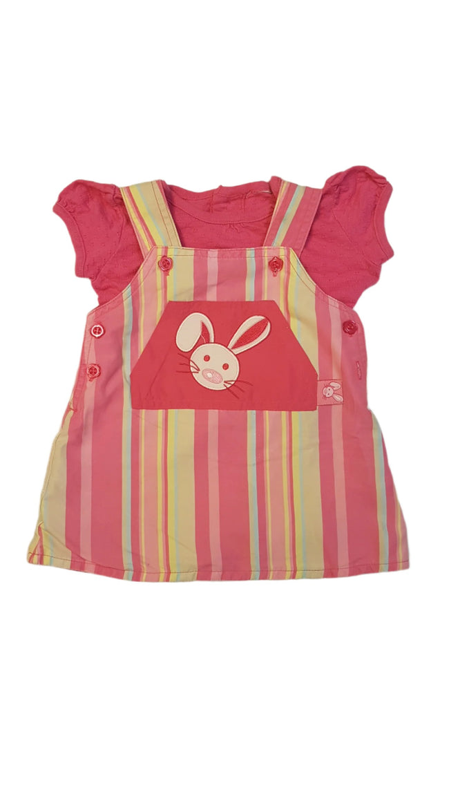 BASIC ÉDI-BÉDI KÉTRÉSZES NYUSZIFUGURÁS, CSÍKOS KISLÁNY KANTÁROS RUHÁCSKA, VÉKONY PAMUT BÉLÉSSEL Hover Image